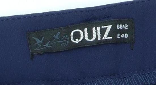Quiz Women's Blue Trousers, Size 12, Regular Fit