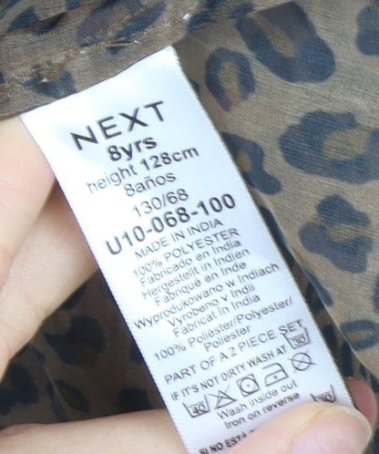 Next Girls Brown Leopard Print Dress 8 Years