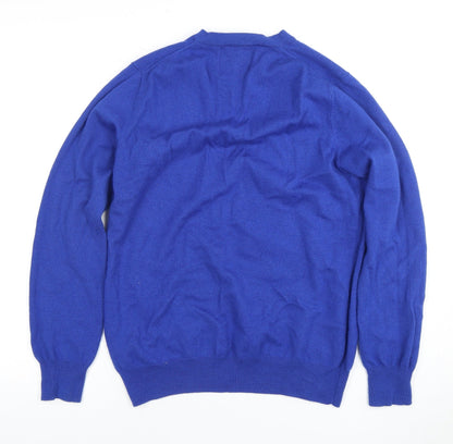 Guide London Men's Blue Wool V-Neck Pullover Jumper S