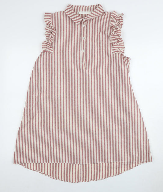 Flamant Rose Women's Striped Collared Shirt Dress