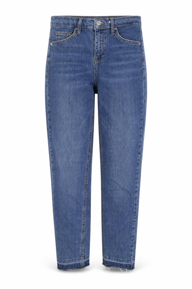Topshop Women's Blue Straight Jeans, Size 8, Distressed