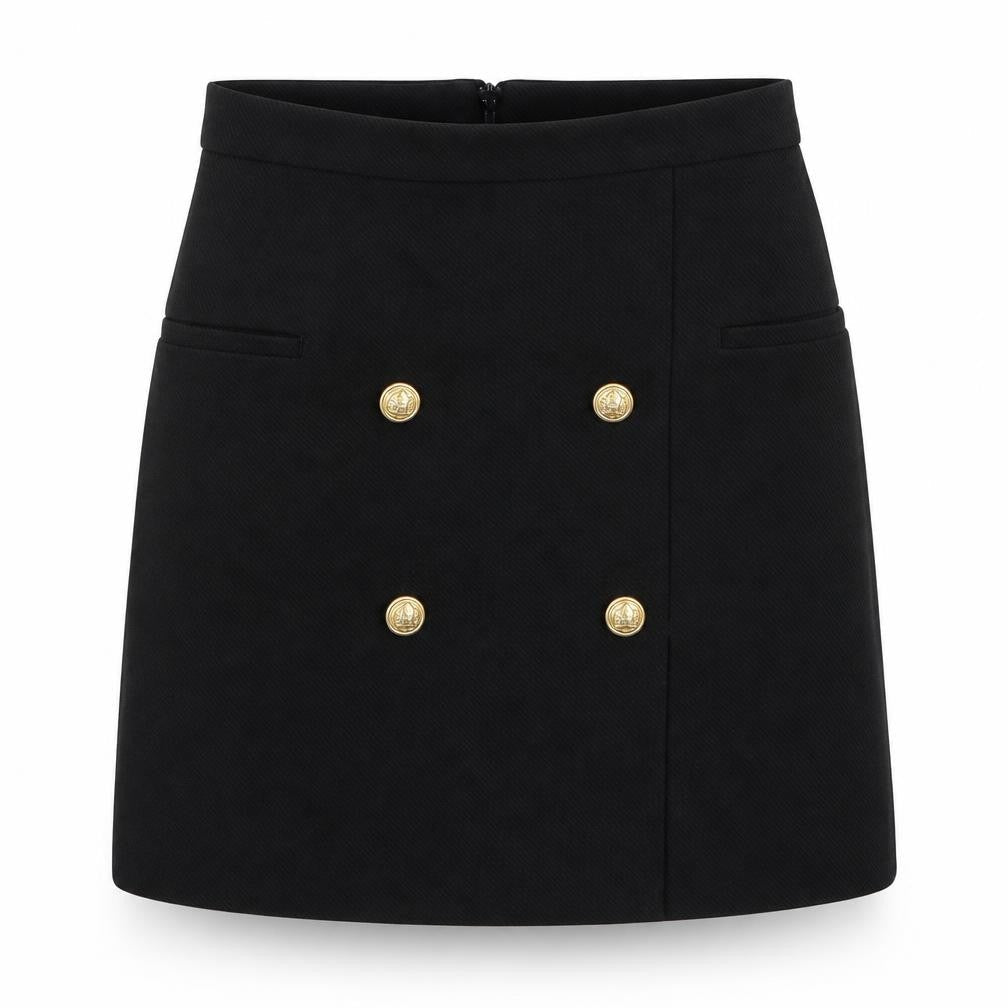 H&M Women's Black Pencil Skirt, Size 8, Button Accents