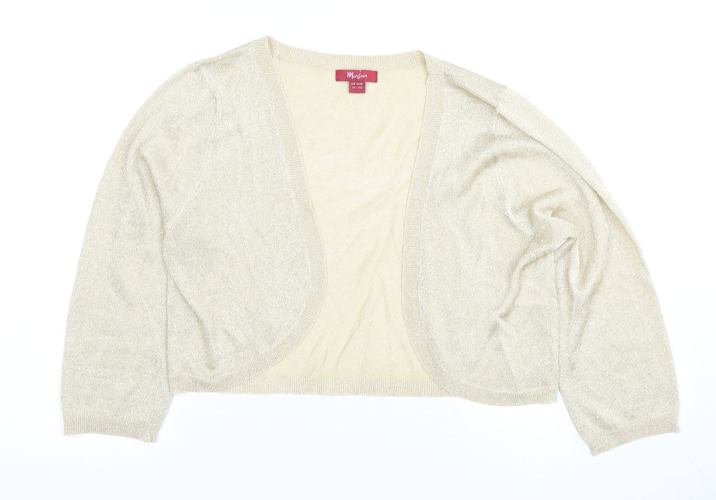 Monsoon Women Beige Size 14 Cropped Blouse
