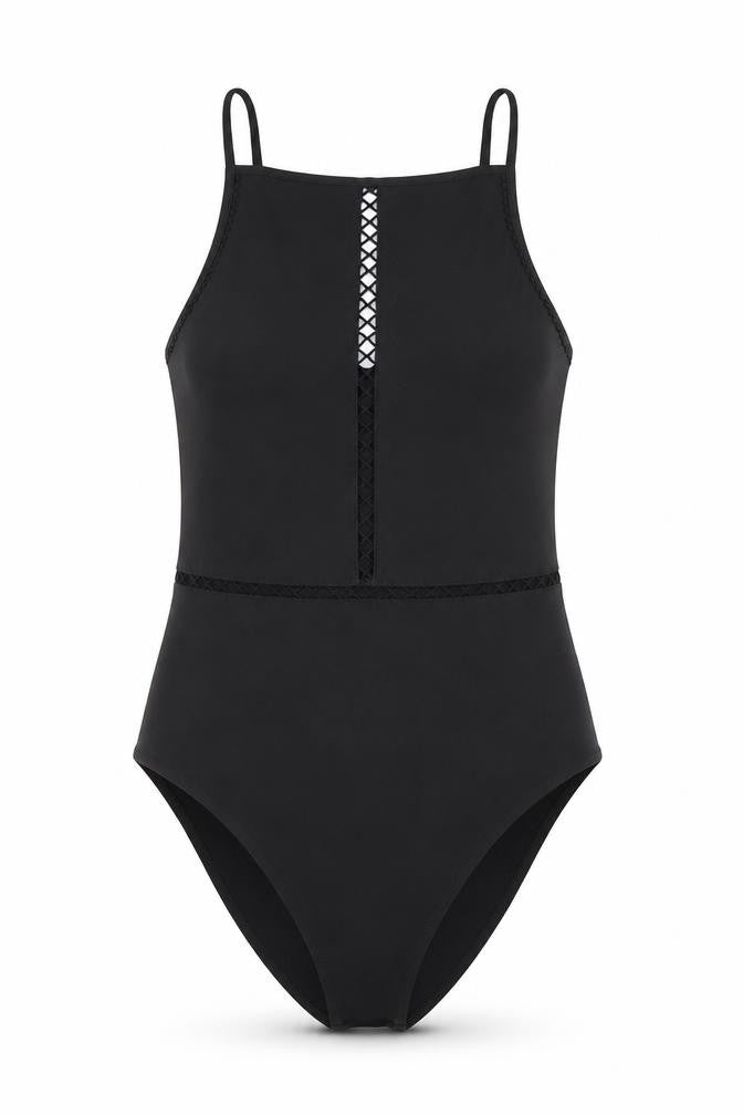 H&M Black Bodysuit Women Size 12 Adjustable Stretch Zip