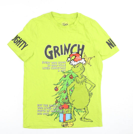 Dr. Seuss Boys Green Grinch T-Shirt, Size 10, Christmas Fun