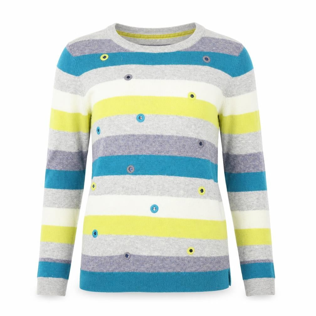 Miss Stuff Women's Multicoloured Striped Jumper