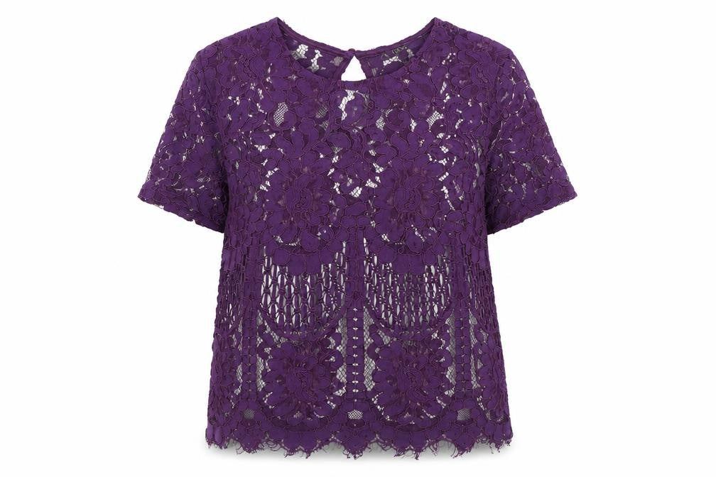 Next Women's Purple Lace Blouse Size 10