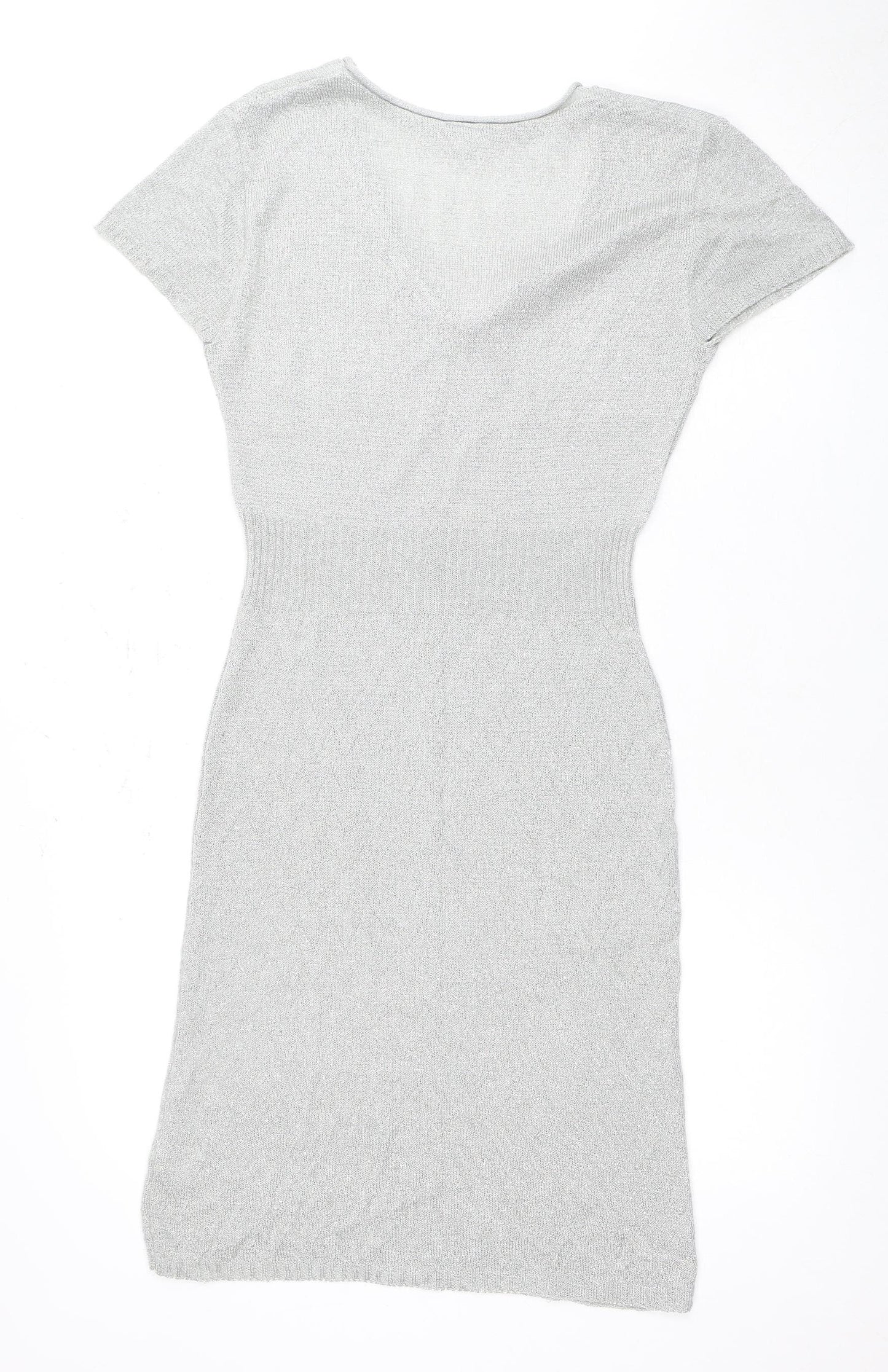 New Look Women's Silver Knit Dress, Size M