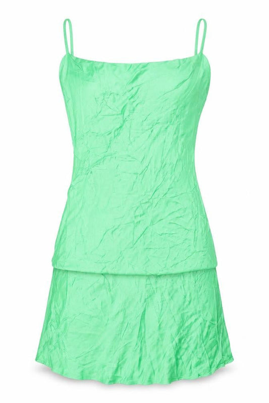 Bershka Women's Green Slip Dress - S, Casual Spring/Summer