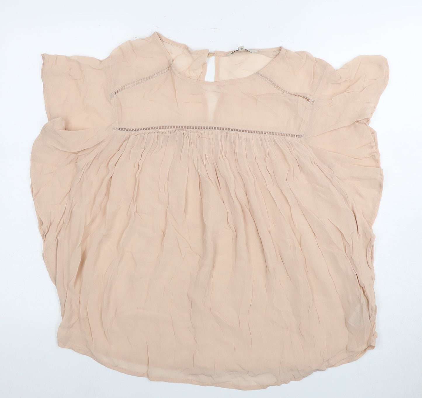 Next Women's Beige Blouse UK Size 14 Flutter Sleeve