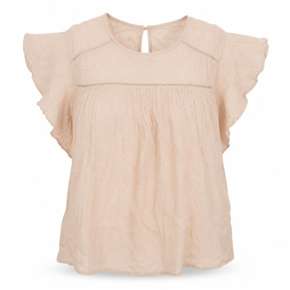 Next Women's Beige Blouse UK Size 14 Flutter Sleeve