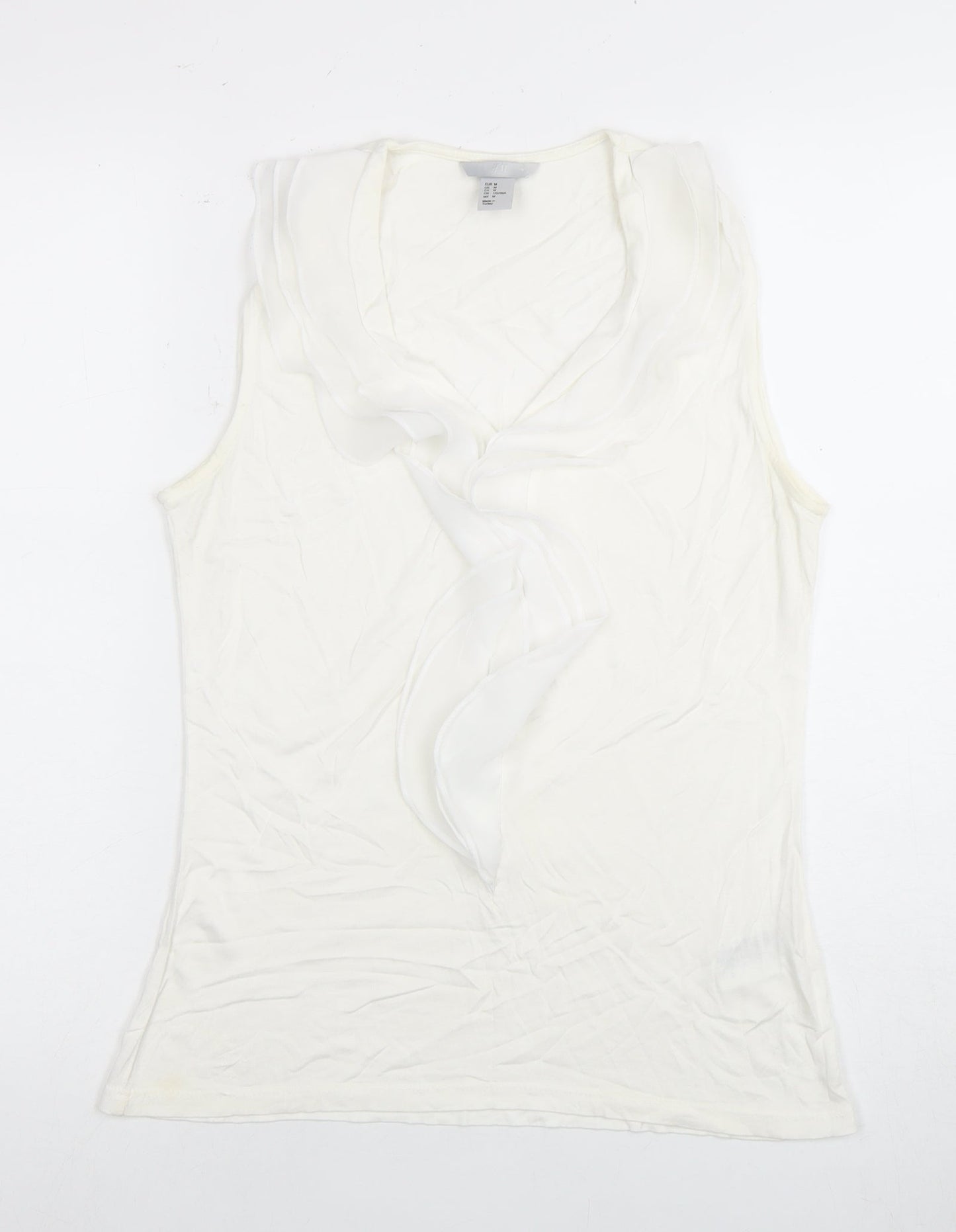 H&M Women's White V-Neck Blouse, Size 12, Casual Summer Wear