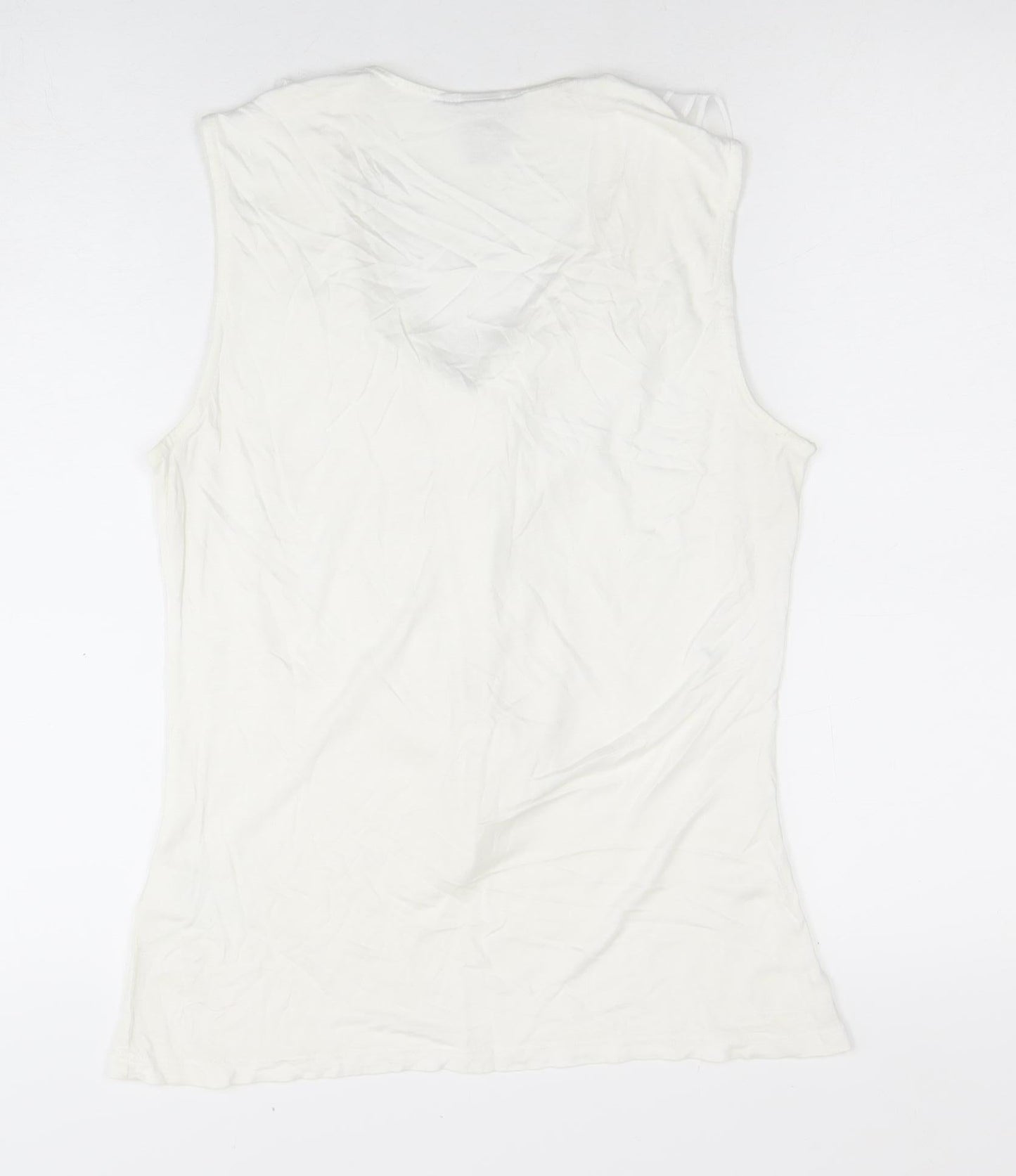 H&M Women's White V-Neck Blouse, Size 12, Casual Summer Wear