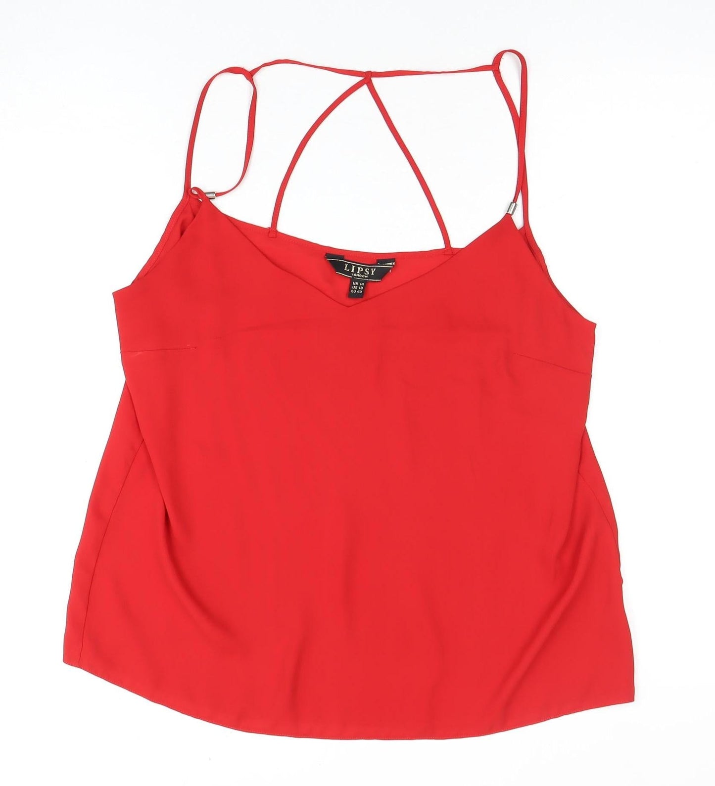 Lipsy Women Red Camisole Top Size 14 V-Neck Sleeveless