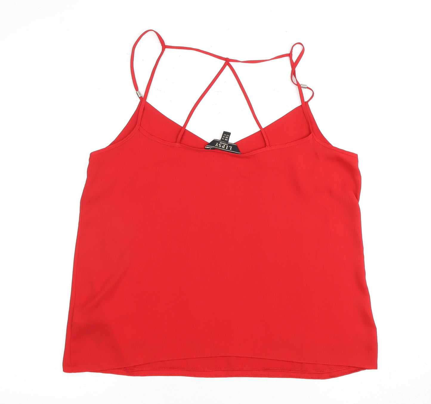 Lipsy Women Red Camisole Top Size 14 V-Neck Sleeveless