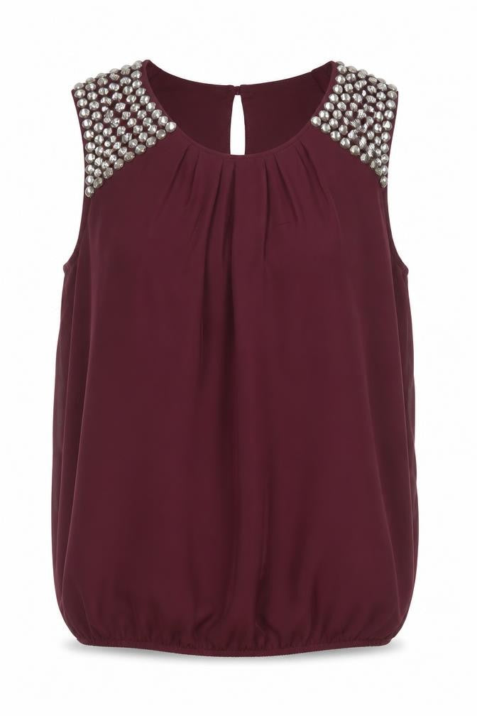 Redherring Women's Purple Sleeveless Beaded Blouse Size 14