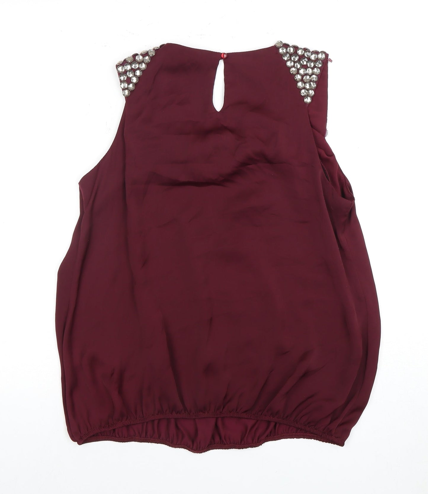 Redherring Women's Purple Sleeveless Beaded Blouse Size 14