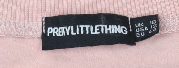 PrettyLittleThing Women’s Pink Crew Neck T-Shirt Size 16
