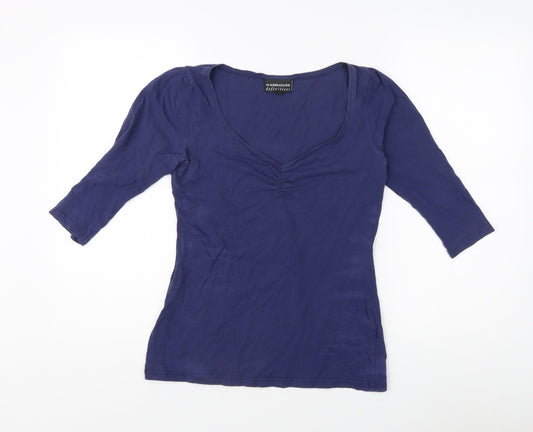Warehouse Women's Blue V-Neck 3/4 Sleeve Top Size 12