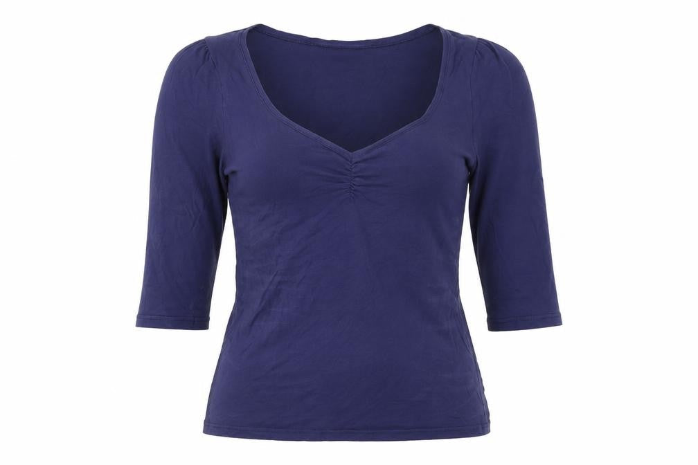 Warehouse Women's Blue V-Neck 3/4 Sleeve Top Size 12
