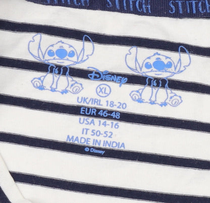Preloved Disney Women's Multicoloured Striped T-Shirt XL - Label