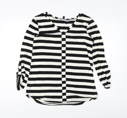 Preloved Cabe & Gauge Women's M Black Striped V-Neck Blouse - Front