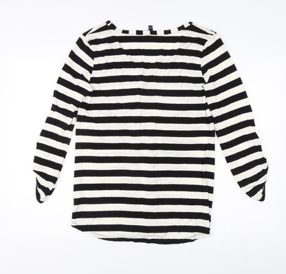 Preloved Cabe & Gauge Women's M Black Striped V-Neck Blouse - Back