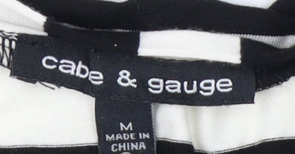 Preloved Cabe & Gauge Women's M Black Striped V-Neck Blouse - Label