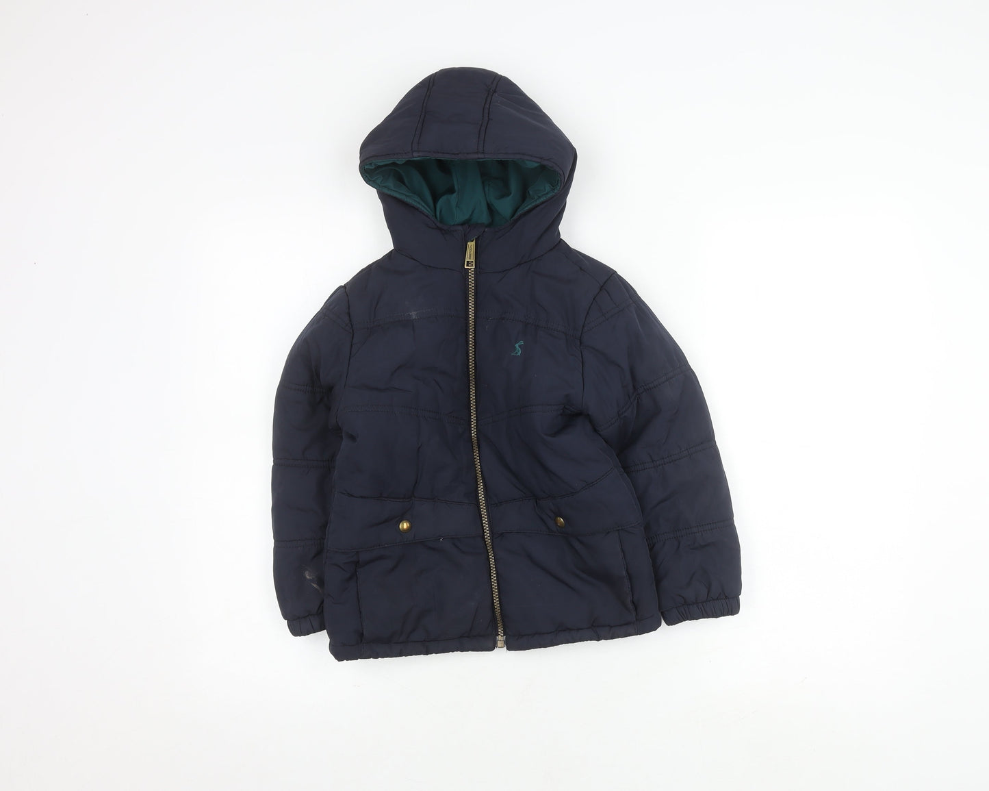 Joules Boys Blue Puffer Jacket 6 Years Hooded Winter Warm