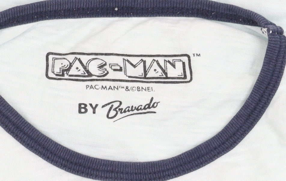 Bravado Pac-Man Unisex Blue Ringer T-Shirt S
