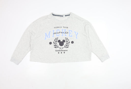 Disney Women's Grey Mickey Mouse Long Sleeve Pyjama Top