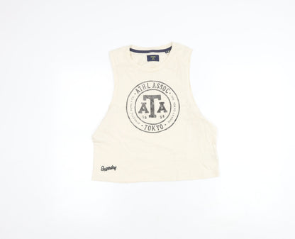 Superdry Women's Beige Cropped Tank Top Size 10