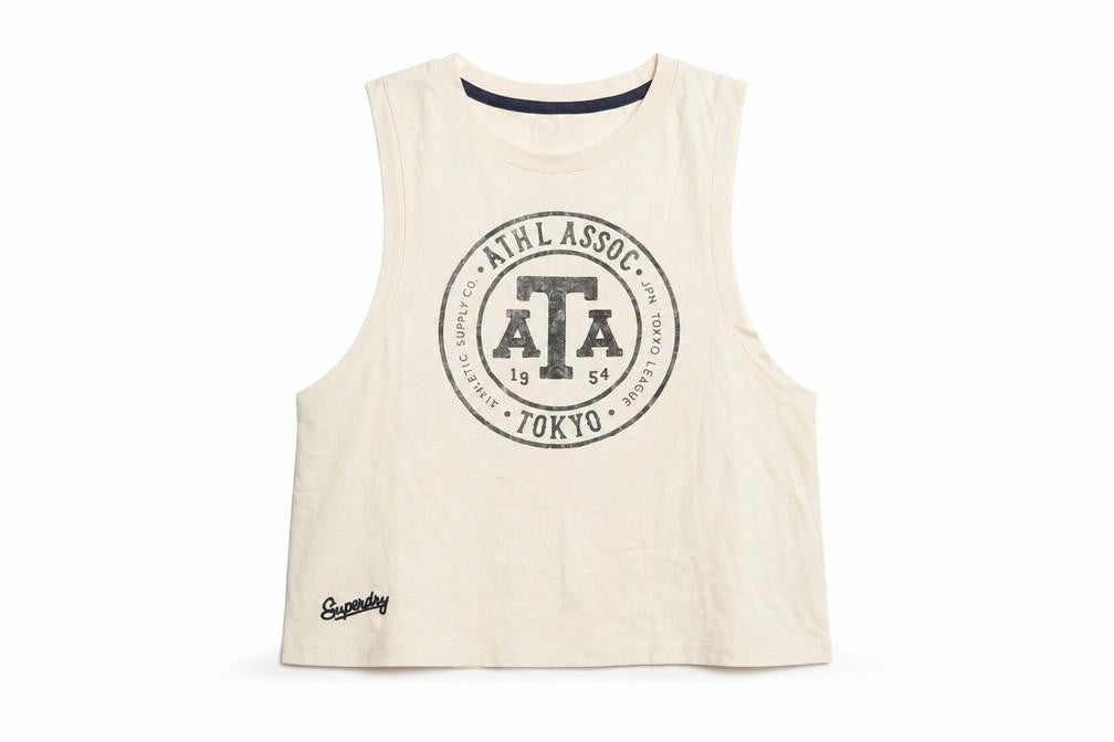 Superdry Women's Beige Cropped Tank Top Size 10
