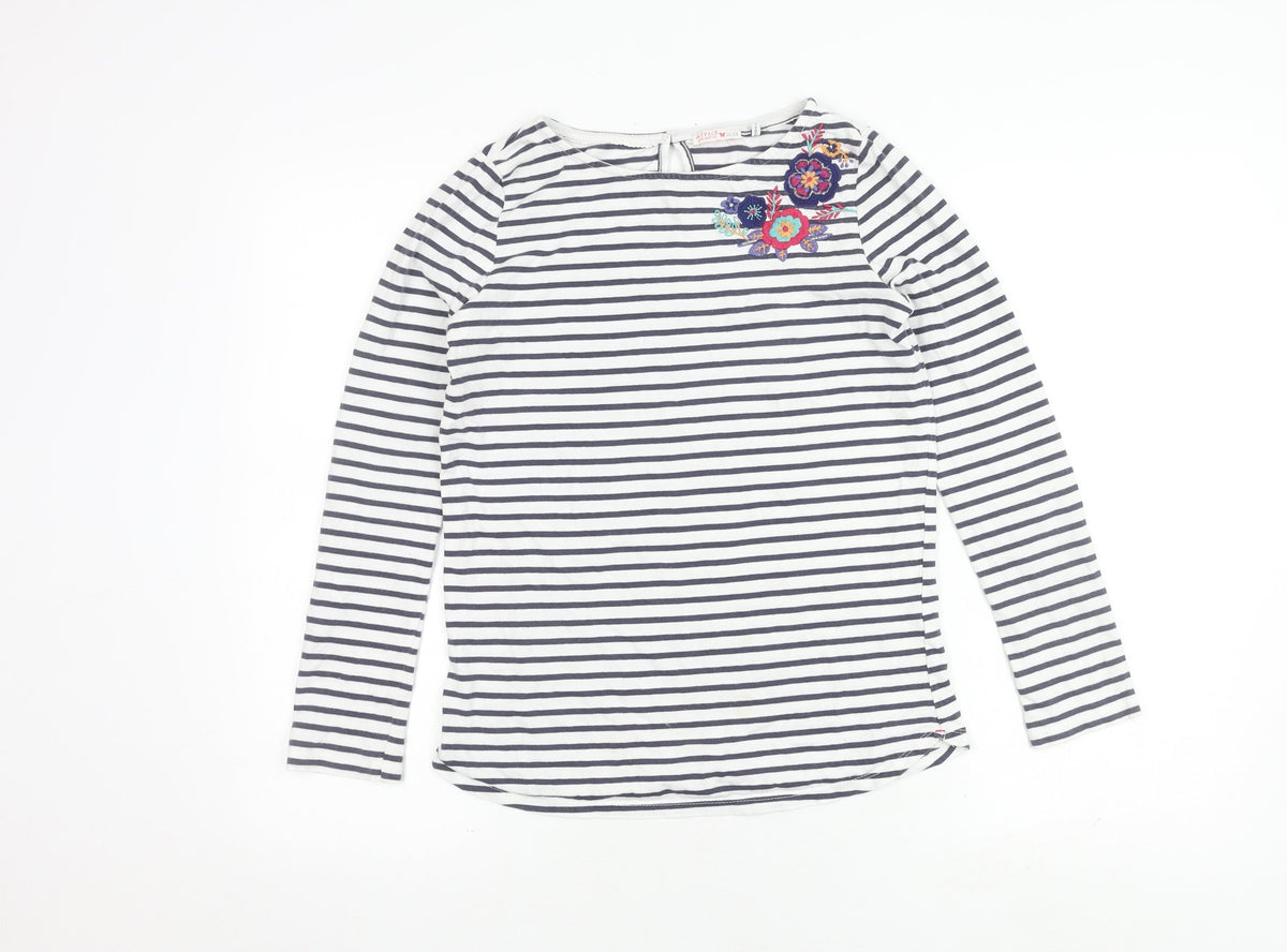 FatFace Girls Multicoloured Striped T-Shirt, 12-13 Years, Embroidered