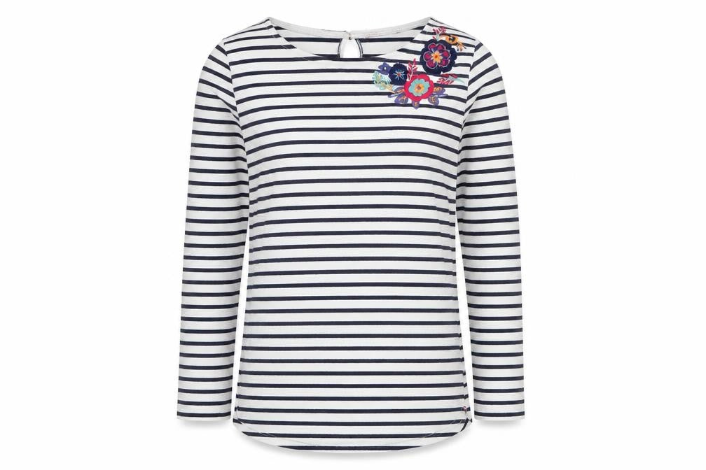 FatFace Girls Multicoloured Striped T-Shirt, 12-13 Years, Embroidered