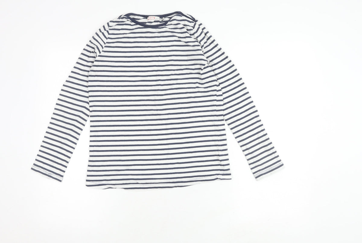 FatFace Girls Blue White Striped Long Sleeve T-Shirt, Size 12-13