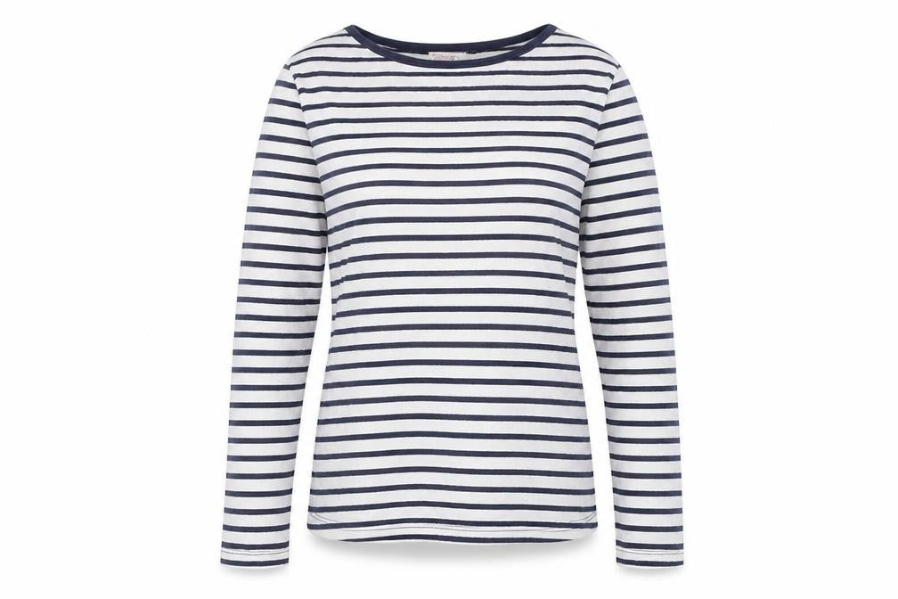 FatFace Girls Blue White Striped Long Sleeve T-Shirt, Size 12-13