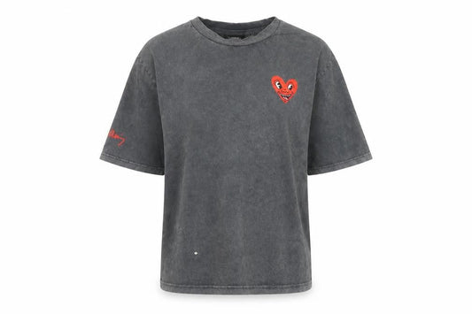 Keith Womens Haring Art Grey T-Shirt XS