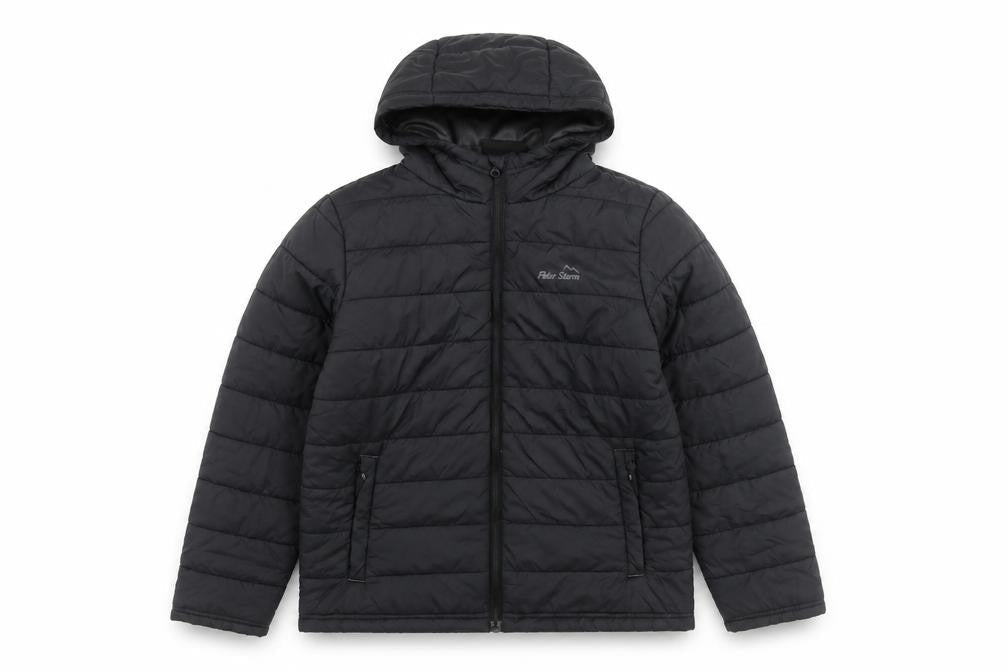 Peter Storm Boys Black Puffer Jacket 11-12 Years Hooded