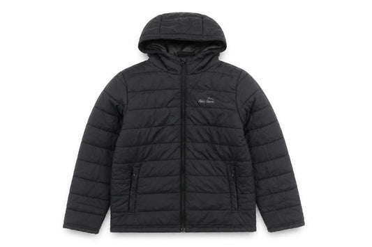 Front view of Peter Storm boys’ black puffer jacket 11-12 years hooded