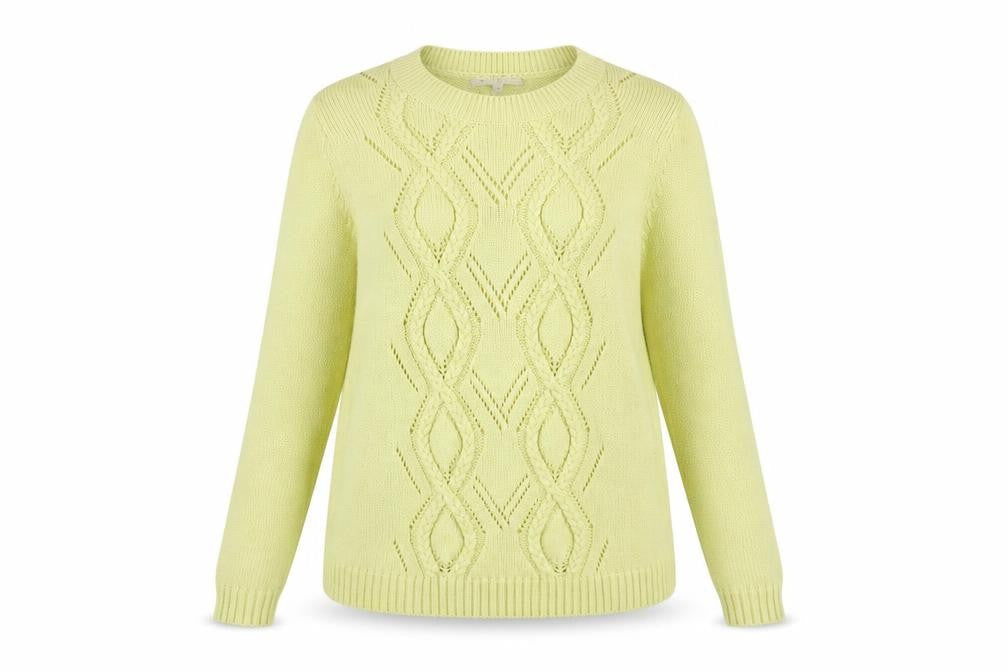 Gap Women's Green Cable-Knit Jumper, Size L, Crew Neck