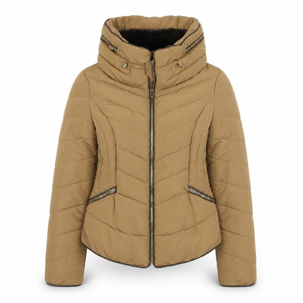 Zara Women's Brown Puffer Jacket, Large, Casual, Autumn/Winter