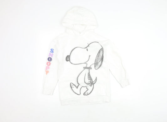 Marks and Spencer Girls White Snoopy Hoodie 9-10 Years