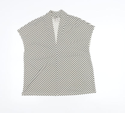 H&M Women's Black Collared Striped Top, Size 12