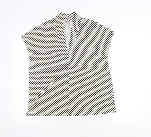 H&M Women's Black Collared Striped Top, Size 12
