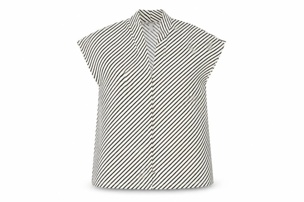 H&M Women's Black Collared Striped Top, Size 12