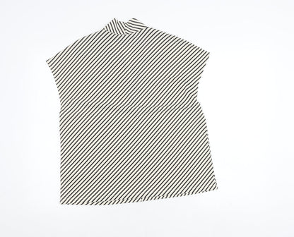 H&M Women's Black Collared Striped Top, Size 12