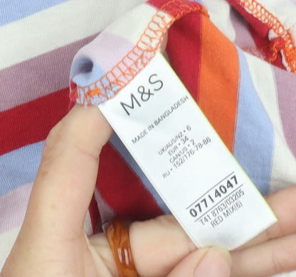 Marks & Spencer Women's Multicoloured Striped T-Shirt