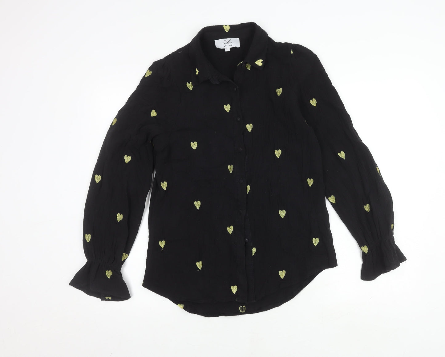 JS Millenium Women's Black Embroidered Blouse L