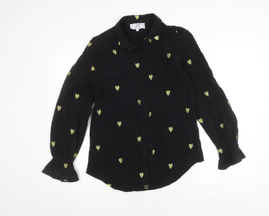 JS Millenium Women's Black Embroidered Blouse L
